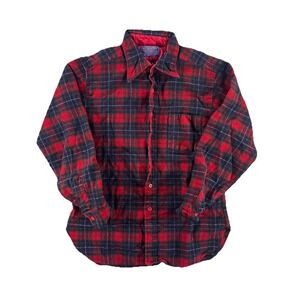 Vintage Sir Pendleton Plaid Flannel Shirt Men's Small USA 100% Wool 60s/70s